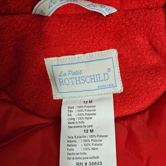 NWT Le Petit Rothschild Winter Hooded Jacket w/ Mittens Size 12M - Picture 11 of 13